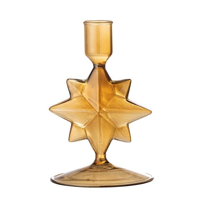 Bloomingville - Jisele Candle Holder - Brown - Glass