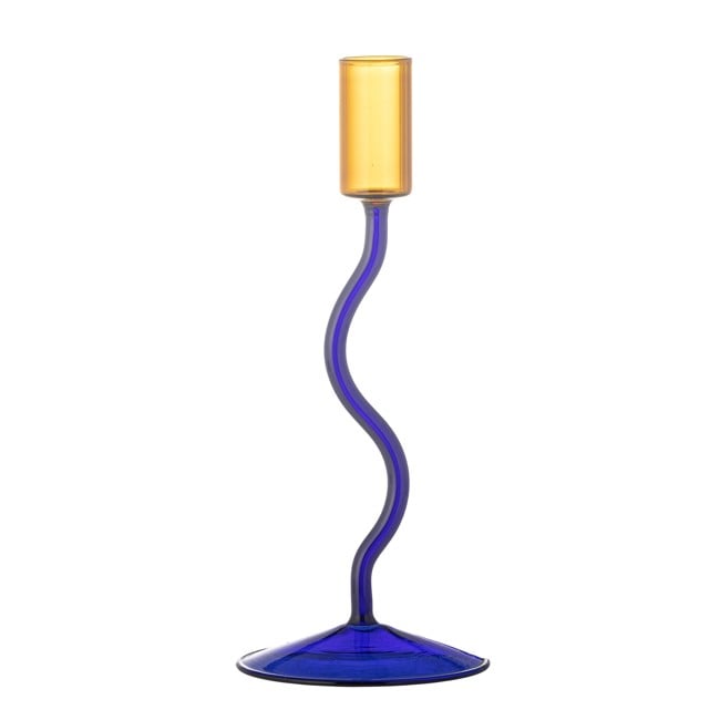 Bloomingville - Ada Candle Holder - Blue - Glass