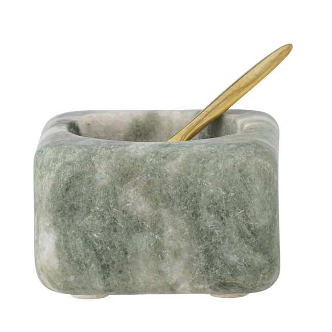 Bloomingville - Noriko Salt Jar w/Spoon - Green - Marble