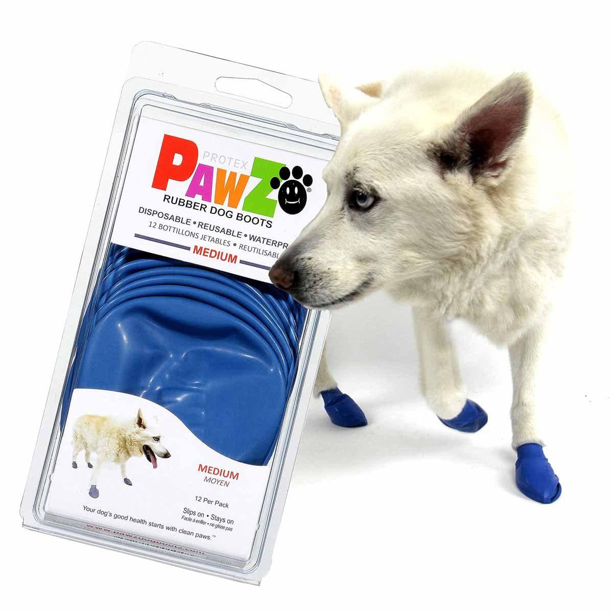 PawZ - Rubber Hundestøvler - M - Blå - 12 stk