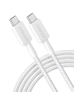 Anker - 322 USB-C til USB-C kabel Nylon, 1,8M, Hvit