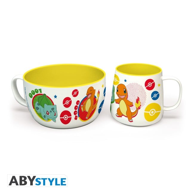 POKEMON - Breakfast Set Mug + Bowl - Pikachu & Kanto Starters