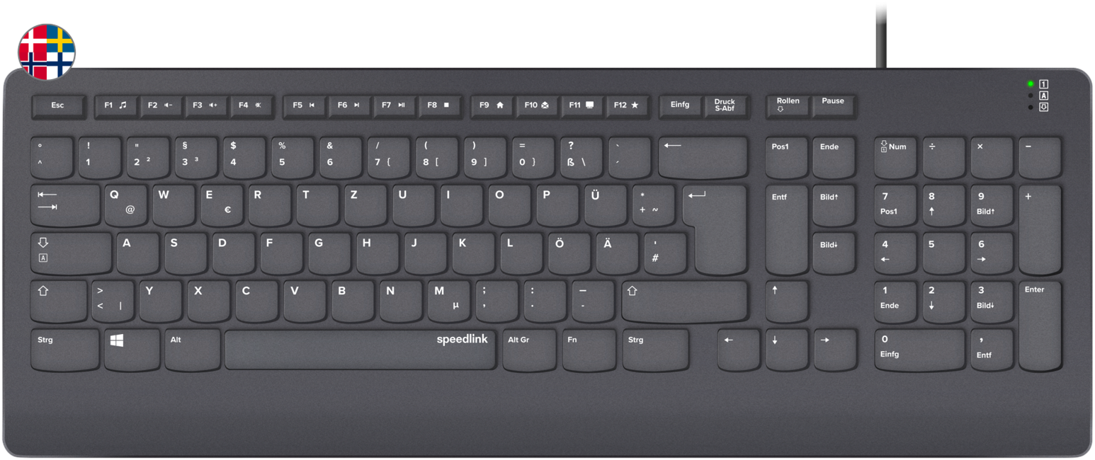 Speedlink - HI-GENIC Antibacterial Keyboard, black - Nordic Layout