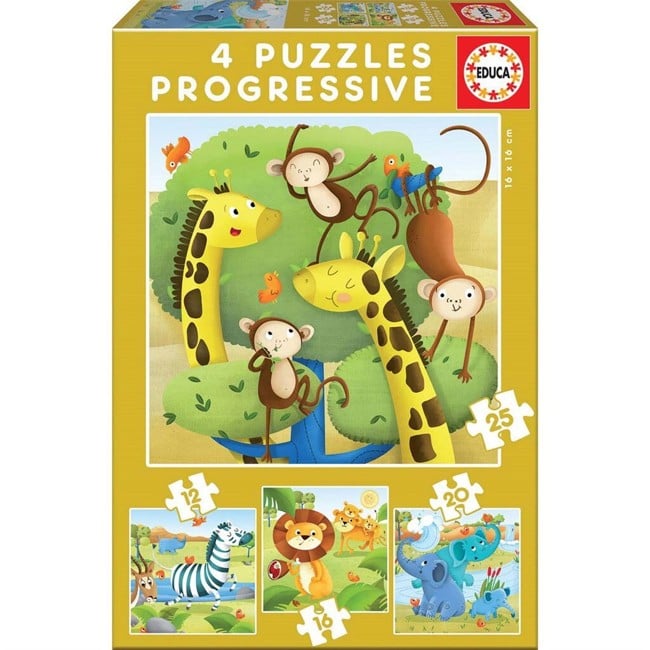 Educa - Puzzle - 12-16-20-25 Wild Animals (80-17147)