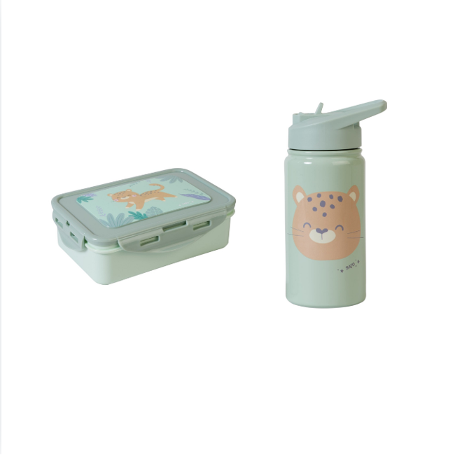 SARO Baby - Thermos Bottle with Straw 350 ml &  Lunch Box - Mint