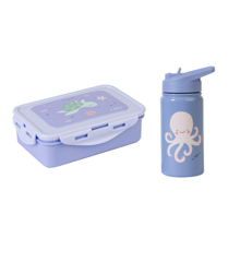 SARO Baby - Thermos Bottle with Straw 350 ml & Lunch Box - Blue