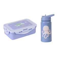 SARO Baby - Thermos Bottle with Straw 350 ml & Lunch Box - Blue