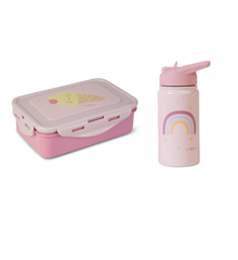 SARO Baby - Thermos Bottle with Straw 350 ml & Lunch Box - Pink