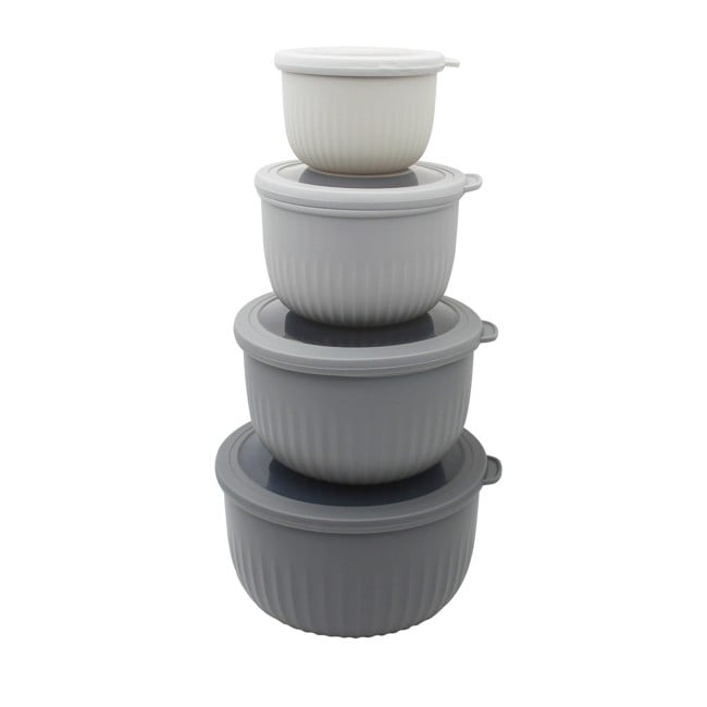 Scandinavian Collection - Bowl set with grooves and lid - 4 pack - 580 ml to 3500 ml