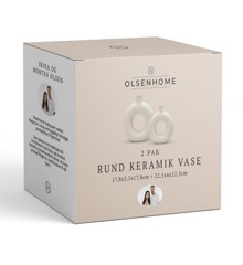 Olsen Home - Rund keramik vase - Hvid - 17.8x17.8 cm og 22.5x22.5 cm - 2 pak