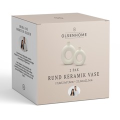 Olsen Home - Rund keramik vase - Hvid - 17.8x17.8 cm og 22.5x22.5 cm - 2 pak