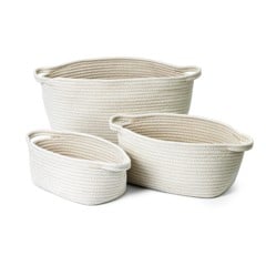 Olsen Home - Basket 3 pcs - Beige - 26x16x13 cm, 30x20x16 cm, 36x24x23 cm