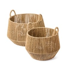 Olsen Home - Basket 2 pcs - Natural - H: 30 Ø: 40 cm / H: 28 Ø: 31.5 cm