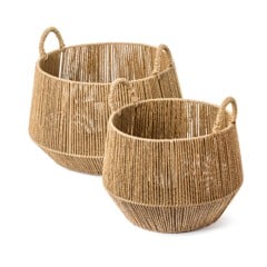 Olsen Home - Basket 2 pcs - Natural - H: 30 Ø: 40 cm / H: 28 Ø: 31.5 cm