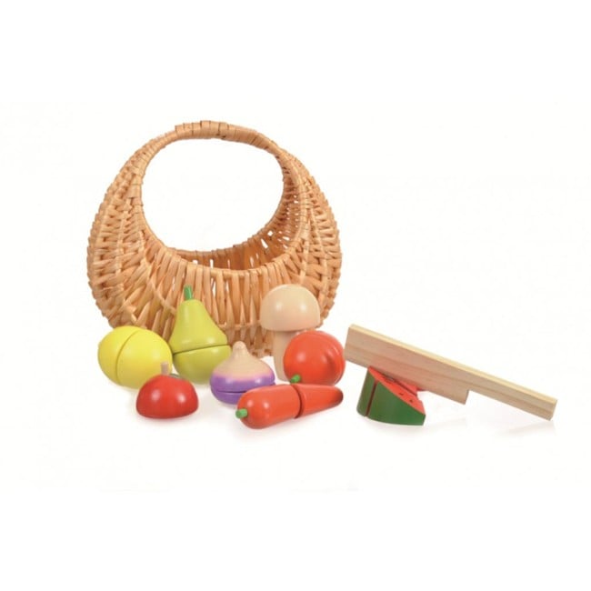 Egmont Toys - Wooden Fruit and Vegetable Set in a Basket - (511062)