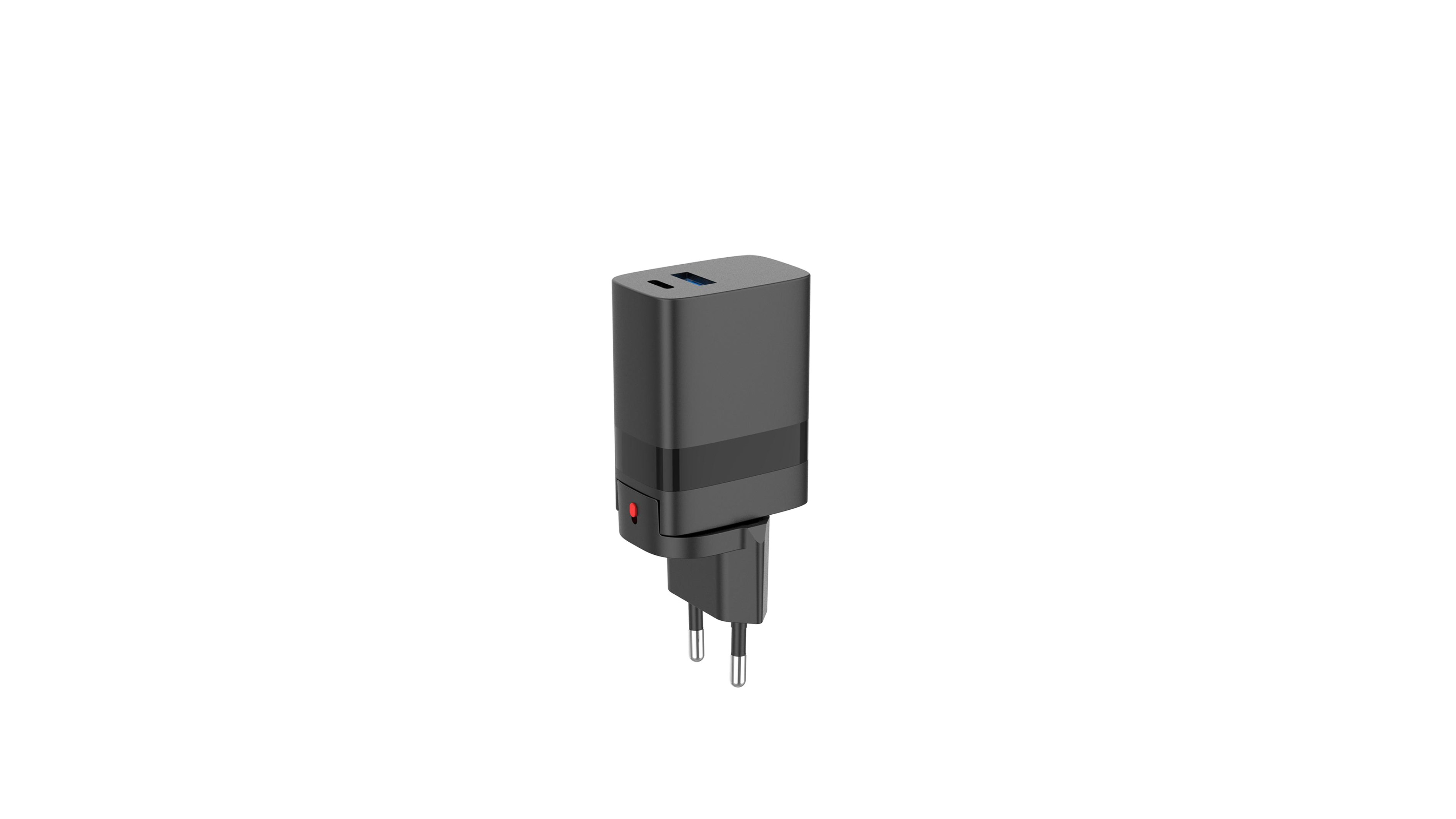 Speedlink - Rejseoplader USB-A & USB-C 15W til US-UK-EU, sort