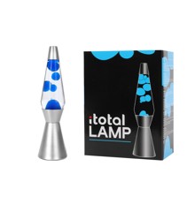 iTotal - Lavalampe med s�lv base, gennemsigtig v�ske og bl� voks - Bl� - 36 cm