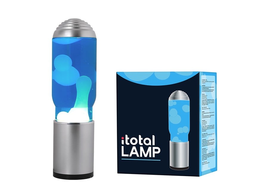 iTotal - Lampe ADA mit silbernem Sockel, blaues flüssiges und weißes Wachs - Blau