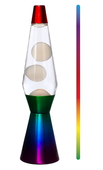 iTotal - LED-Lava-Lampe - Farbwechselndes Licht, weißes Wachs und Regenbogensockel - 36 cm