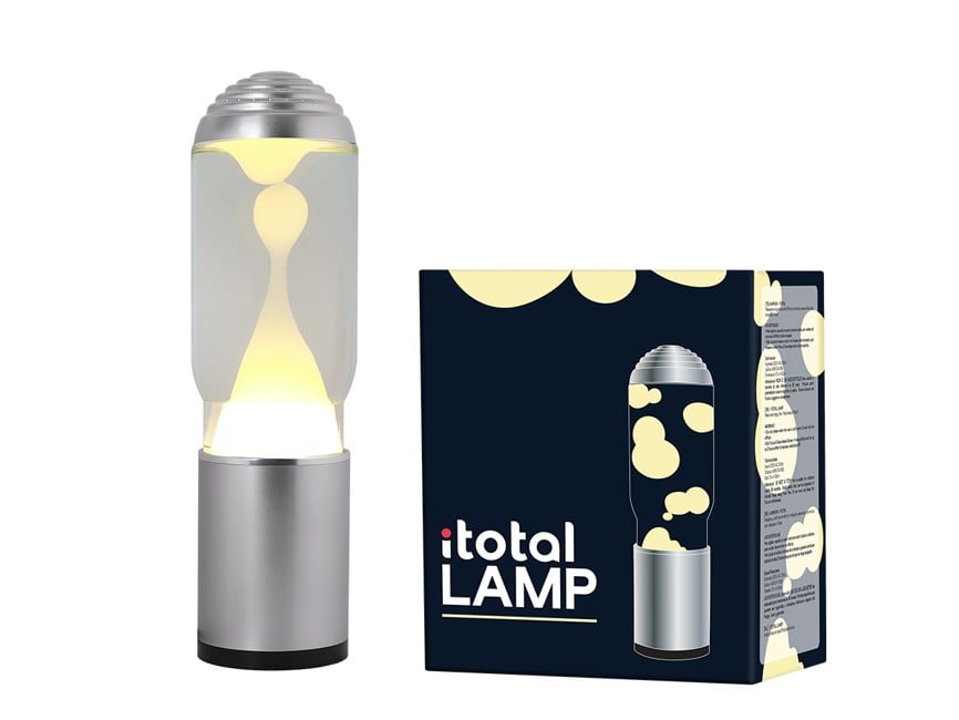 iTotal - Lampe ADA mit silbernem Sockel, klare Flüssigkeit/weißes Wachs - Silver