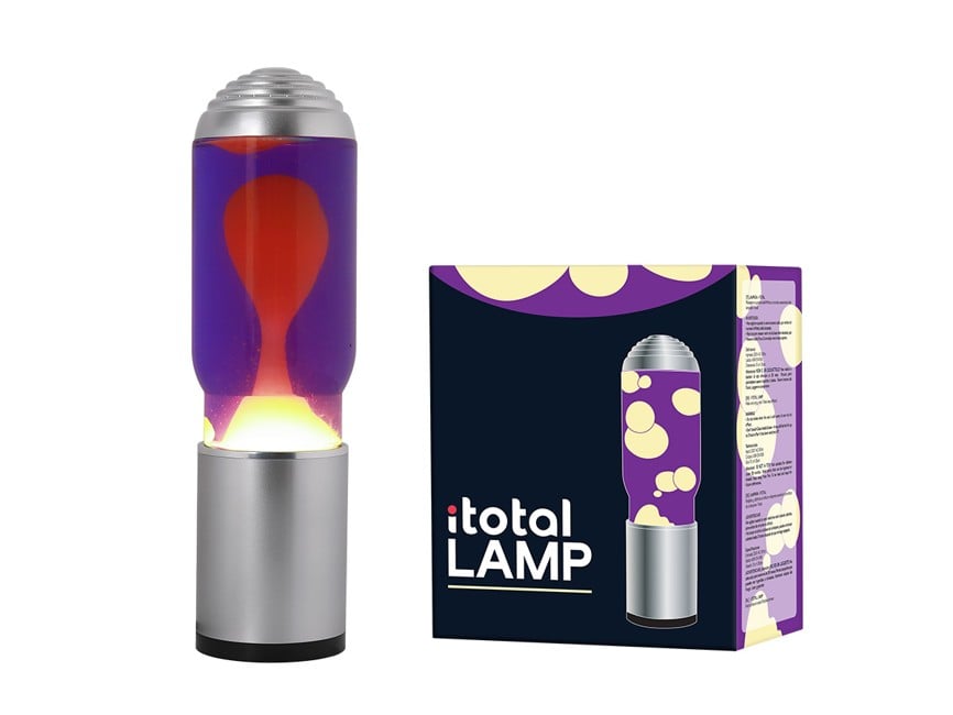 iTotal - Lampe ADA - Silberner Sockel, Violette Flüssigkeit und Gelbes Wachs