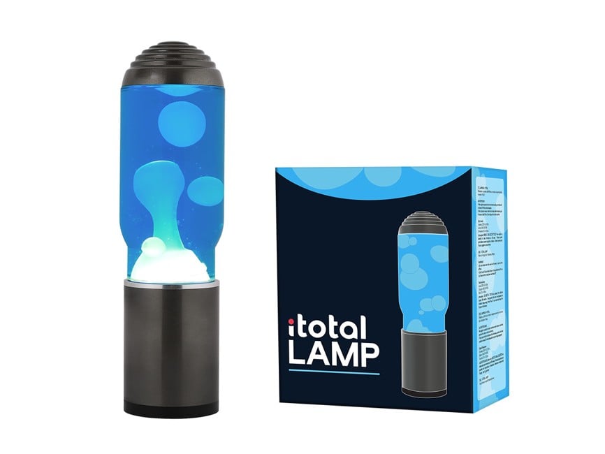 iTotal - ADA-Lampe mit dunkelgrauem Sockel, blauem flüssigem und weißem Wachs