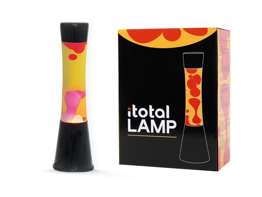 iTotal - Lava Lamp - Black Base, Yellow Liquid and Red Wax - 40 cm