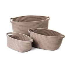 Olsen Home - Basket 3 pcs - Sand - 26x16x13 cm, 30x20x16 cm, 36x24x23 cm