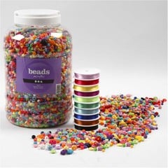 DIY Kit - Plastic Beads and Elastic Beading Cord - Bundle