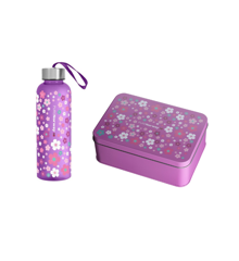 GO PURENorway - Lunchbox i Metal + Water Bottle  - Flower