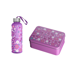 GO PURENorway - Lunchbox i Metal + Water Bottle  - Flower