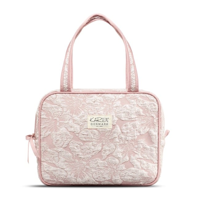 Karen - Toiletry bag with handle Pink brocade - Kulturbeutel