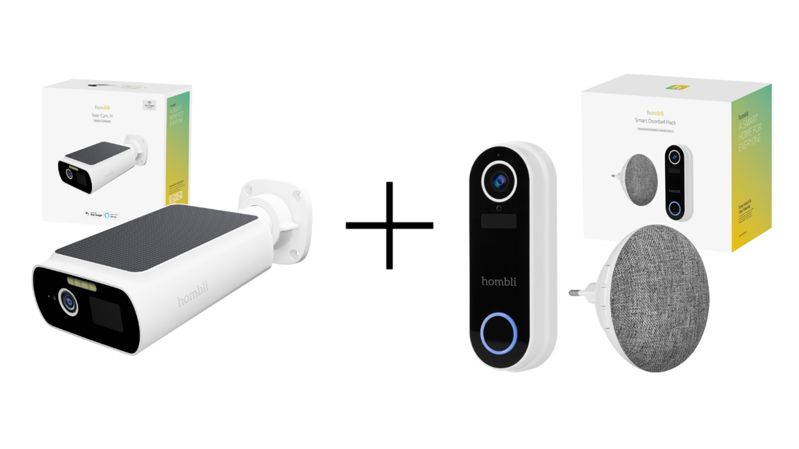 Hombli - Eco-Friendly Security Bundle: Hombli Smart Solar Cam 2K + Hombli Smart Doorbell Pack