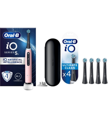 Oral-B - iO5s Blush Pink Electric Toothbrush & iO Ultimate Clean Black Replacement Heads 4ct (Bundle)