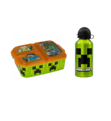 Stor - Multi Compartment Sandwich Box + Water Bottle 400 ml - Minecraft