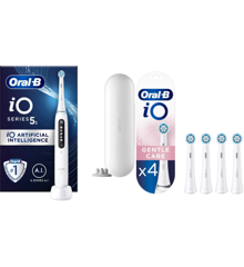 Oral-B - iO5s Hvid Elektrisk Tandbørste & iO Gentle Care Udskiftningshoveder 4 styk (Bundle)