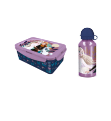 Stor - Lunch Box w/Removable Compartments + Water Bottle 400 ml - Frozen