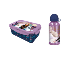 Stor - Lunch Box w/Removable Compartments + Water Bottle 400 ml - Frozen