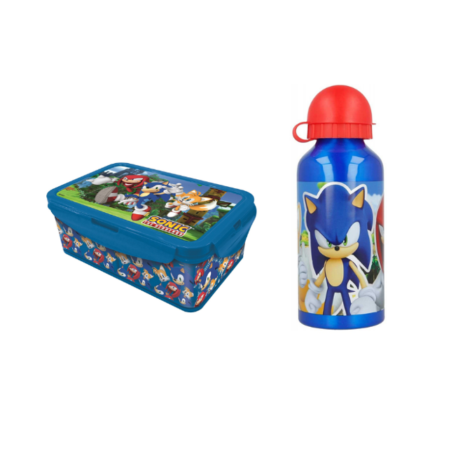 Stor - Lunch Box w/Removable Compartments + Water Bottle 400 ml - Sonic