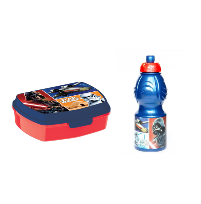 Stor - Sandwich Box + Sports Water Bottle 400 ml. - Star Wars