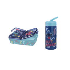 Stor - Lunch Box 18x13cm + Sipper Water Bottle  410ml - Stitch