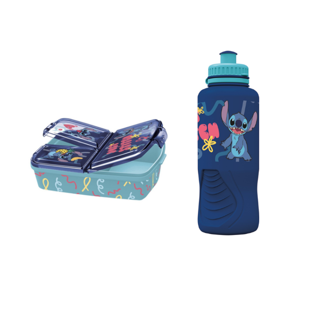 Stor - Lunch Box 18x13cm + Sports Water Bottle - Stitch