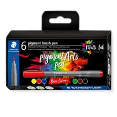 Staedtler - Brush Pen Pigment Basic 6 stk assorteret