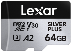 Lexar - microSDXC Professional SILVER Plus UHS-I/U3/A2/4K R205/W100 (V30) - 64GB