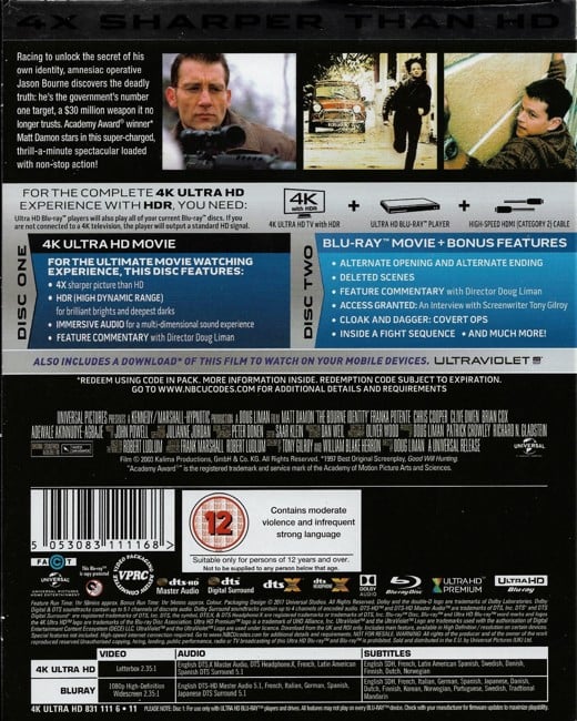 The Bourne Identity (4K Blu-Ray)