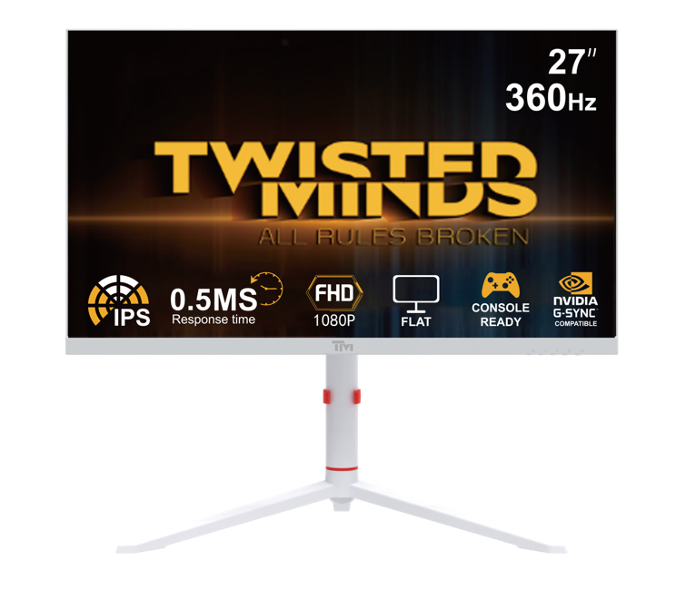 Twisted Minds - Arctic Pro Series 27" FHD - 360HZ 0.5MS Fast IPS HDMI 2.1 Gaming Monitor - White