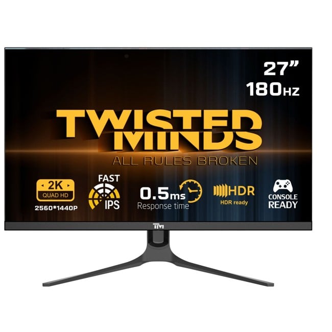 Twisted Minds - Blaze Series Flat 27" QHD - 180HZ 0.5MS Fast IPS HDMI 2.1 Gaming Monitor