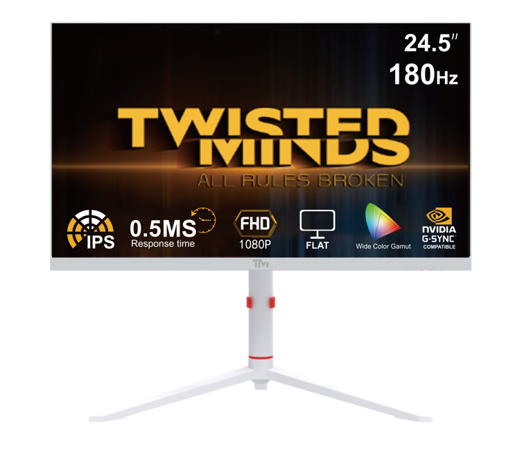 Twisted Minds - Arctic Pro Series 24" FHD - 180HZ 0.5MS Fast IPS HDMI 2.1 Gaming Monitor - White