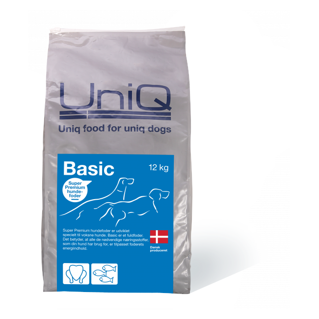 UniQ - 3 x Hundefoder Basic Adult  12 kg- 36 kg ialt