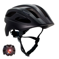 Crazy Safety - Schwarzer SWAT Fahrradhelm für Kinder 6-12 Jahre mit USB-aufladbarem rotem LED-Licht - Black - M (54-58cm)